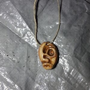 Unique Ceramic Face Pendant Necklace